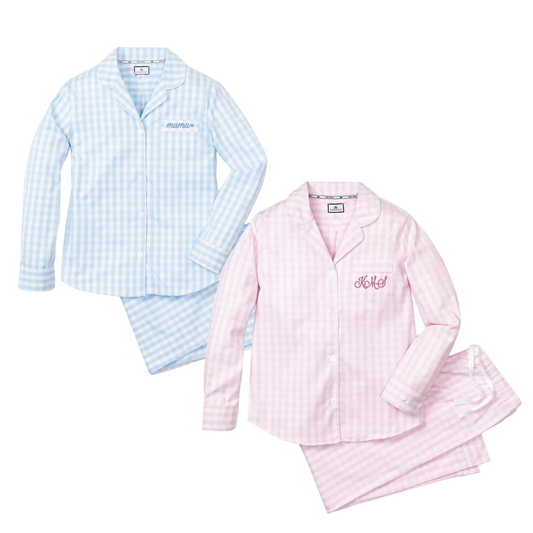 Petite Plume Womens Gingham Pajama Set